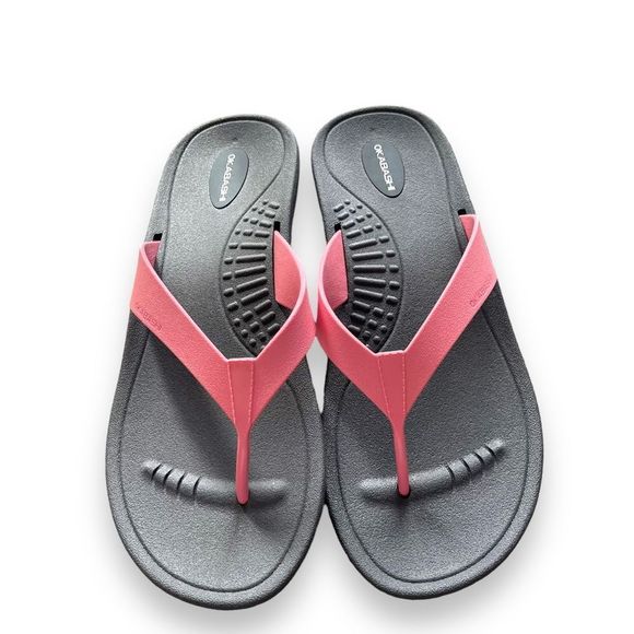 Okabashi pink and grey rubber thong flip flop size large - Picture 1 of 7